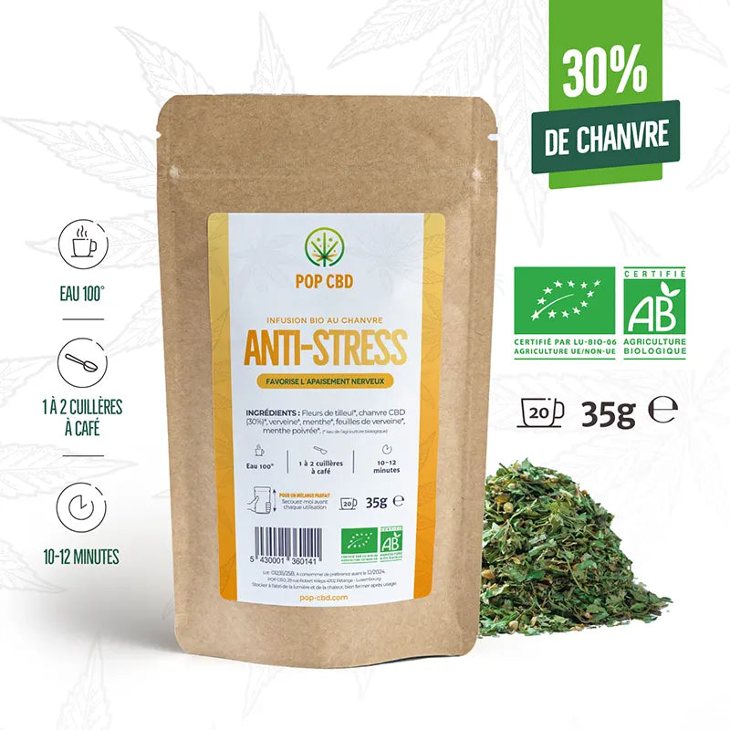 Tisane CBD Bio bien-être Anti-Stress 35g